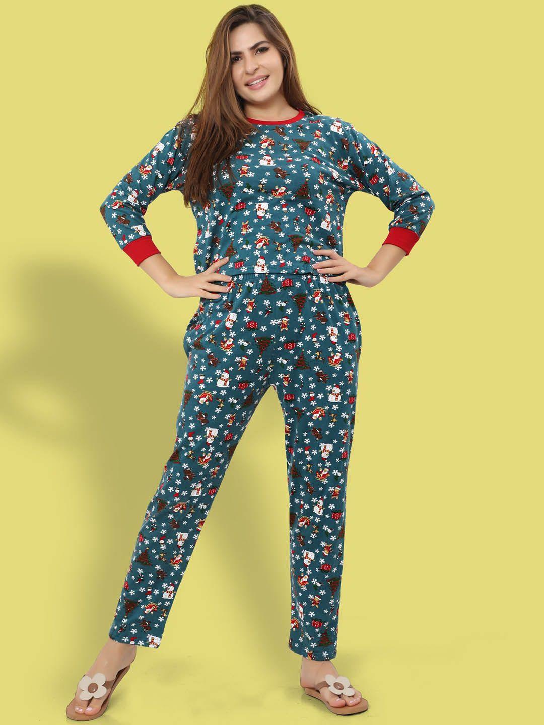 ninos dreams printed cotton t-shirt with pyjamas night suit