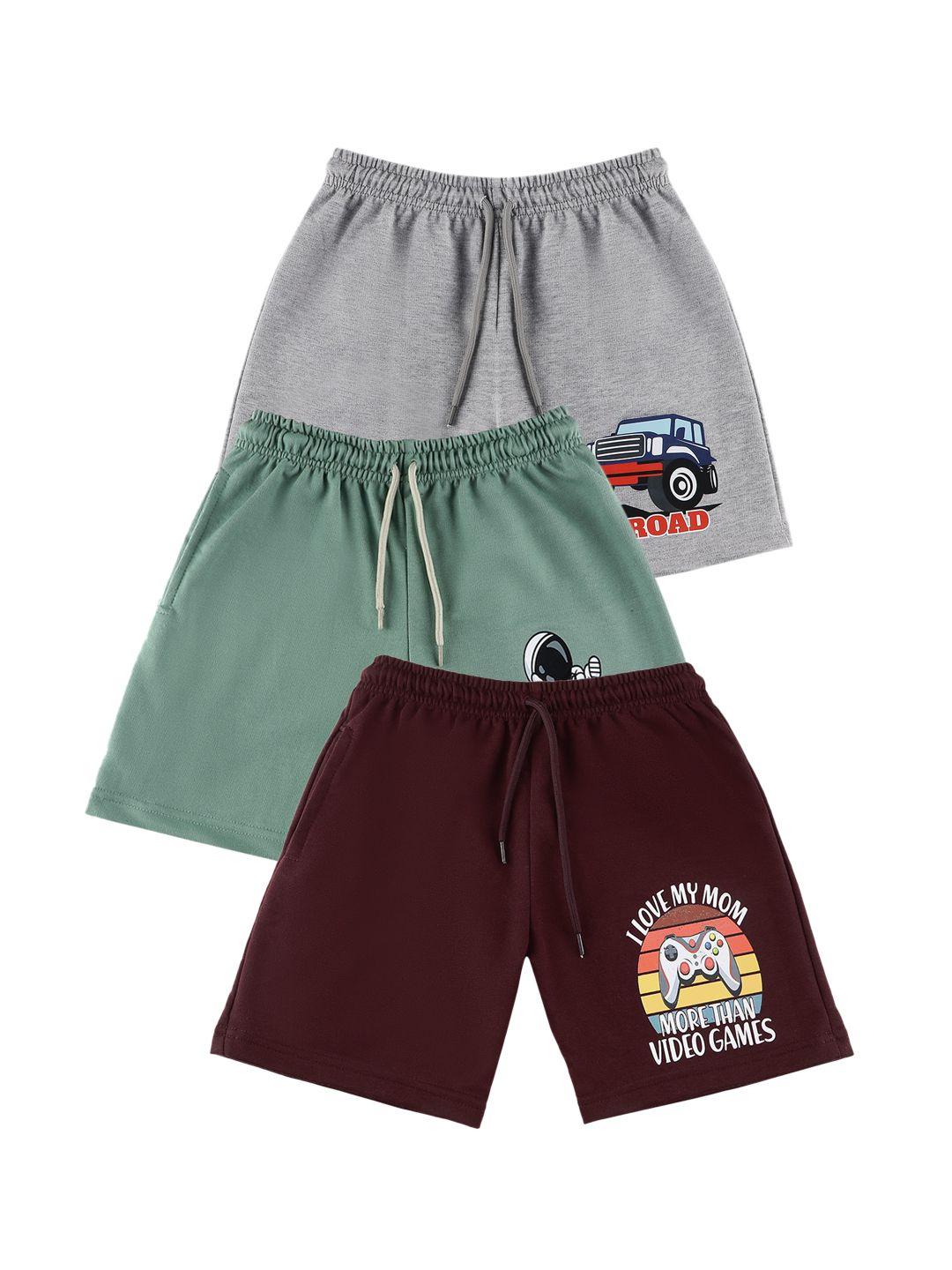 ninos dreams boys pack of 3 graphic printed mid raise cotton regular shorts