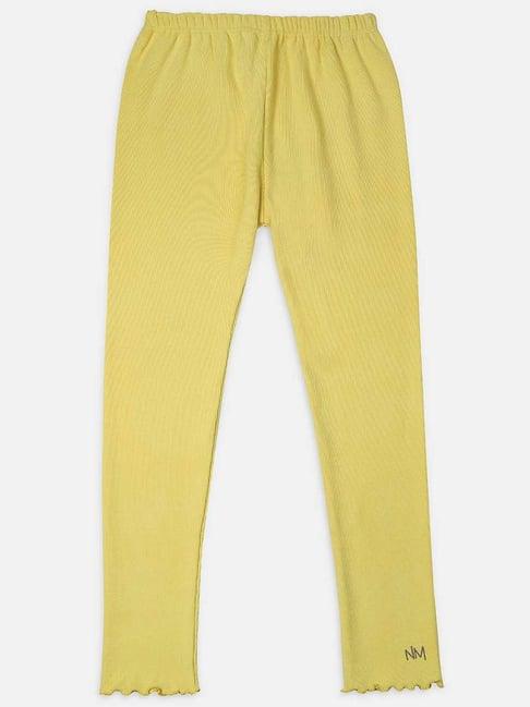 nins moda kids lemon yellow regular fit leggings