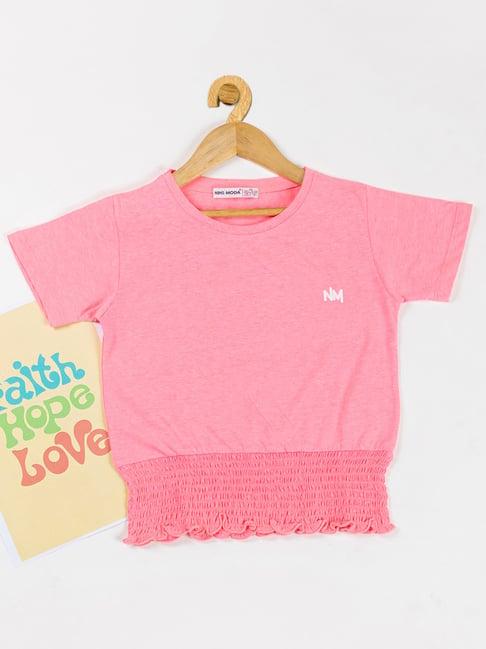 nins moda kids light pink textured crop top