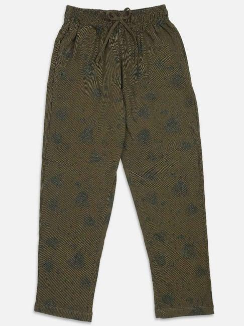 nins moda kids olive green printed pants