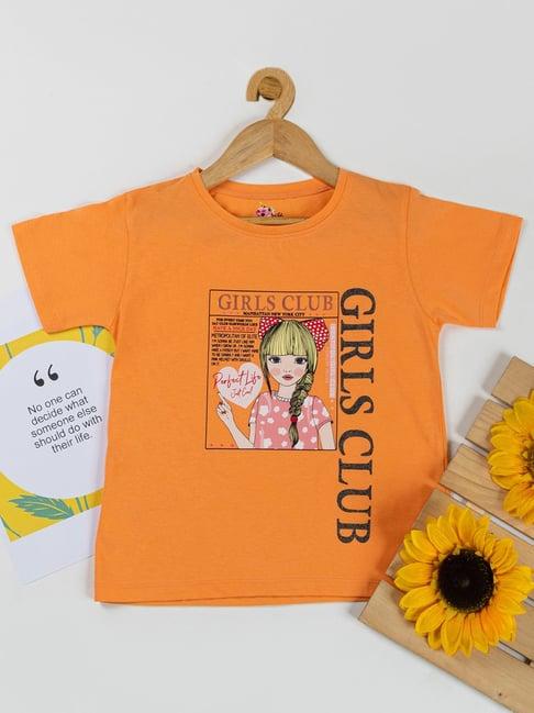 nins moda kids orange printed top