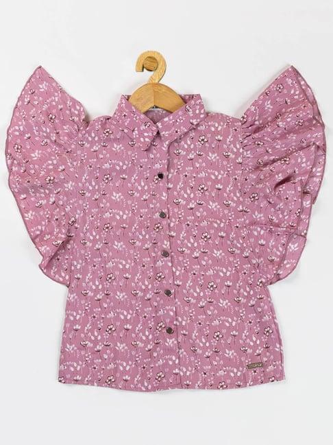 nins moda kids pink floral print top