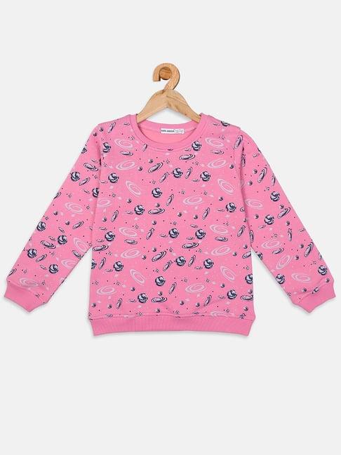nins moda kids pink printed full sleeves sweatshirt
