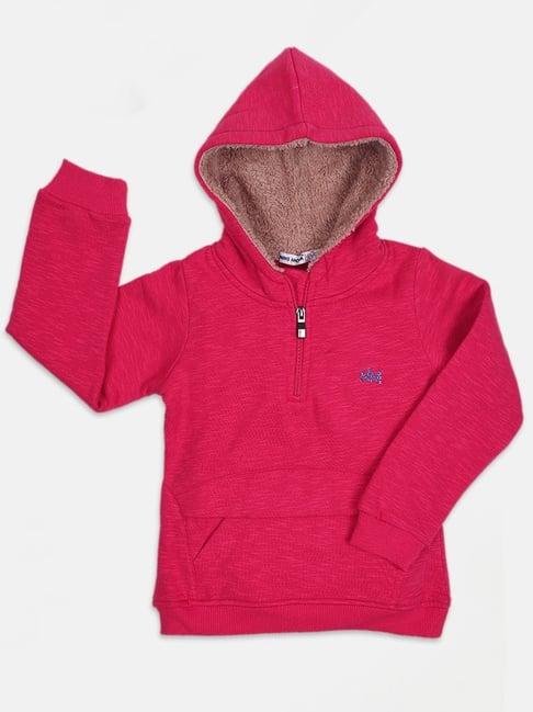 nins moda kids pink regular fit full sleeves hoodie