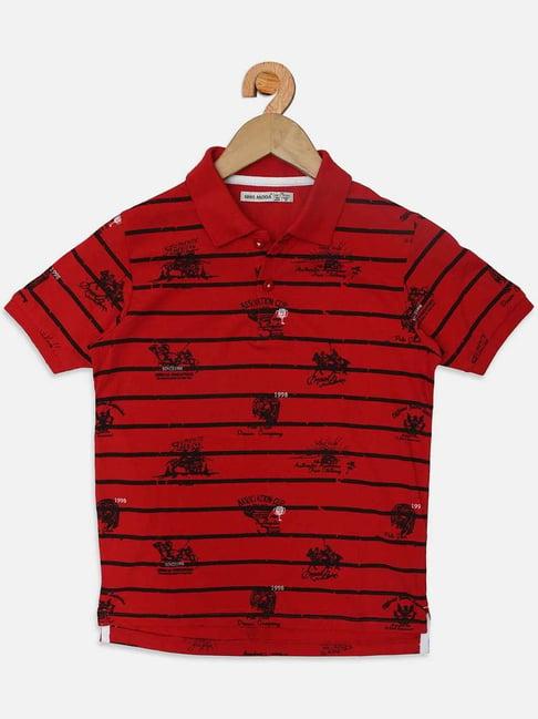 nins moda kids red printed polo t-shirt