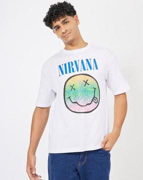 nirvana graphic print oversized crew-neck t-shirt