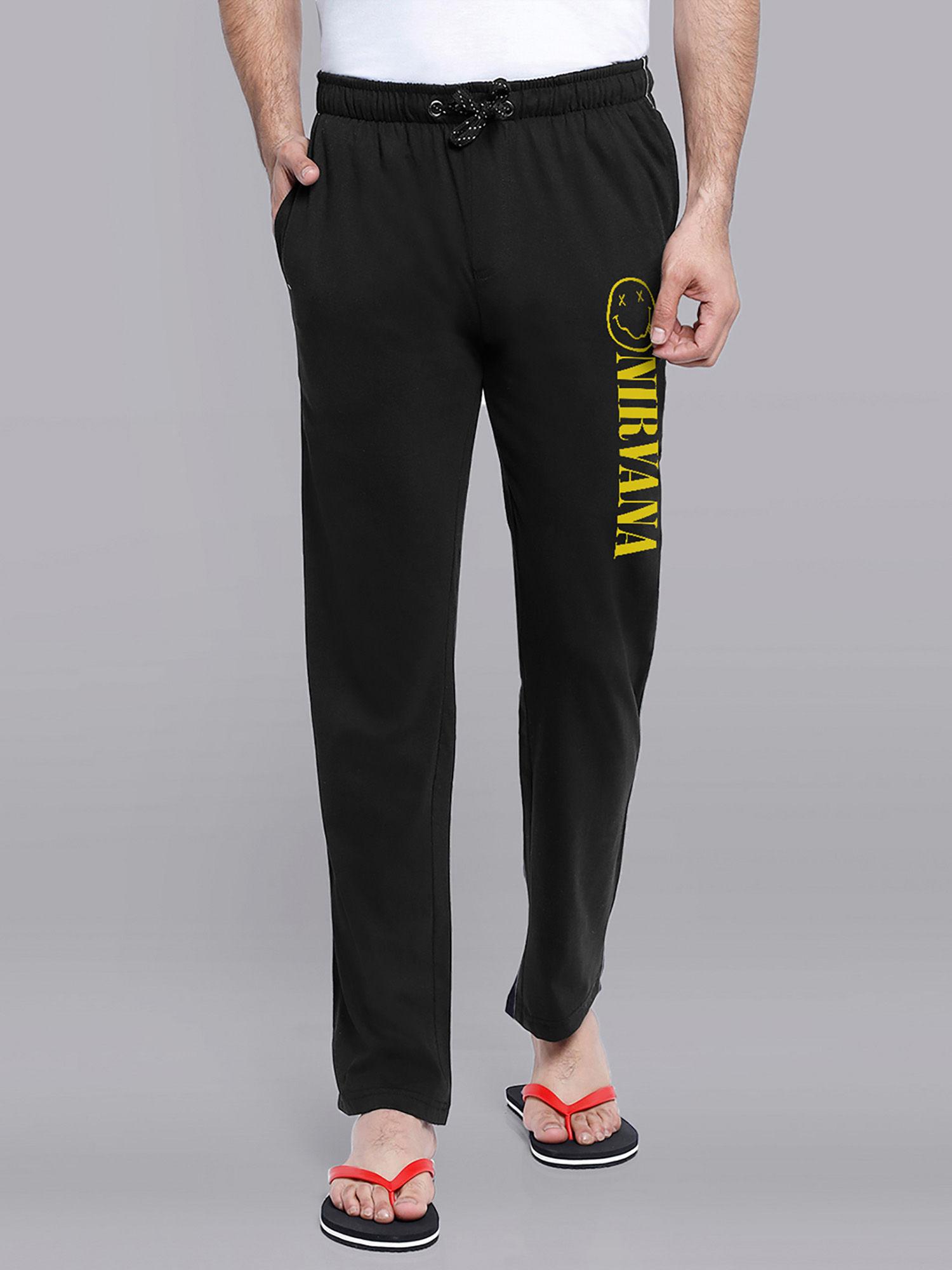 nirvana printed black pyjama for men black