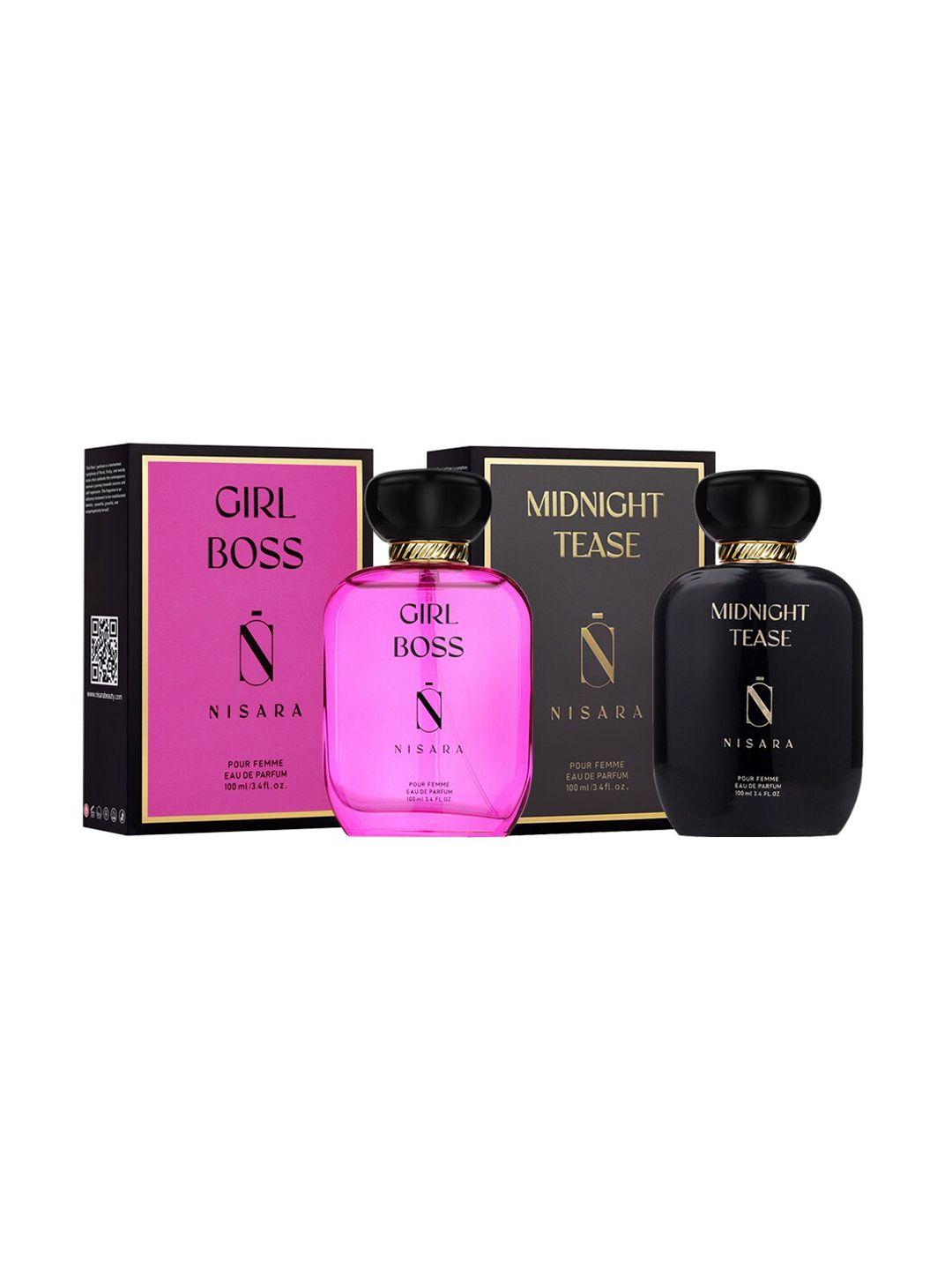 nisara set of 2 girl boss & midnight tease eau de perfume - 100ml each