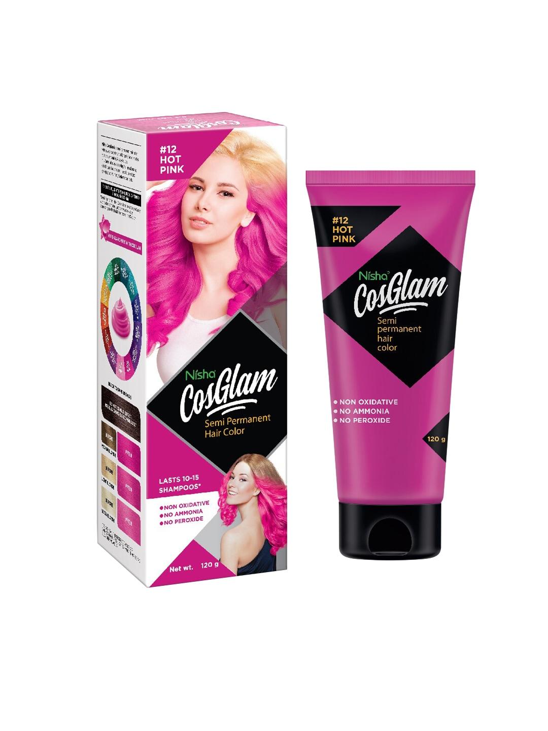 nisha cosglam semi permanent hair color 120 g - hot pink 12