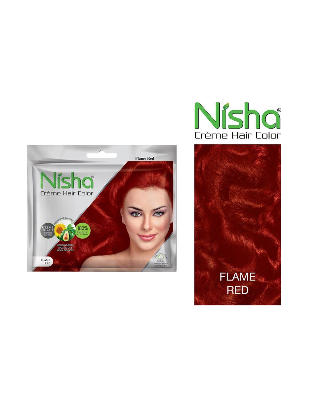 nisha pack of 6 creme hair colour 300g - flame red