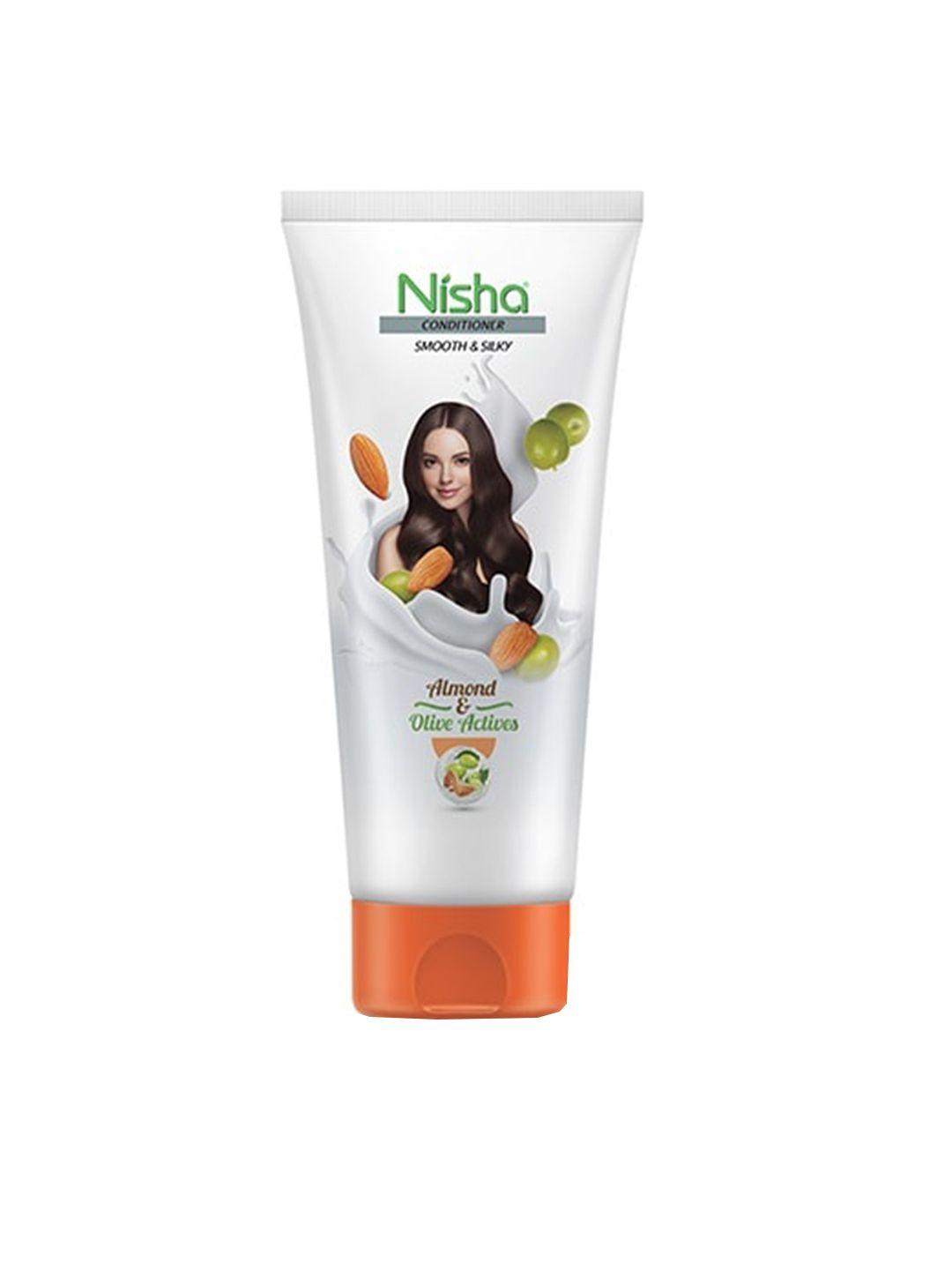 nisha smooth & silky hair conditioner with almond & olive active 180 ml