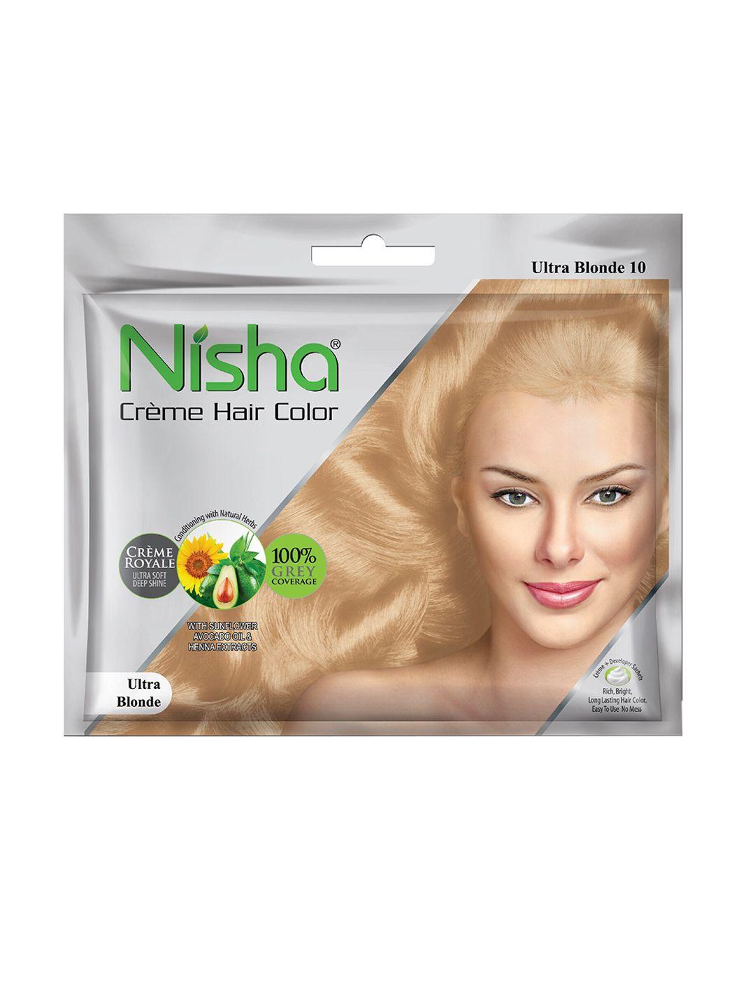 nisha unisex gold pack of 6 creme hair color 50gm each- ultra blonde