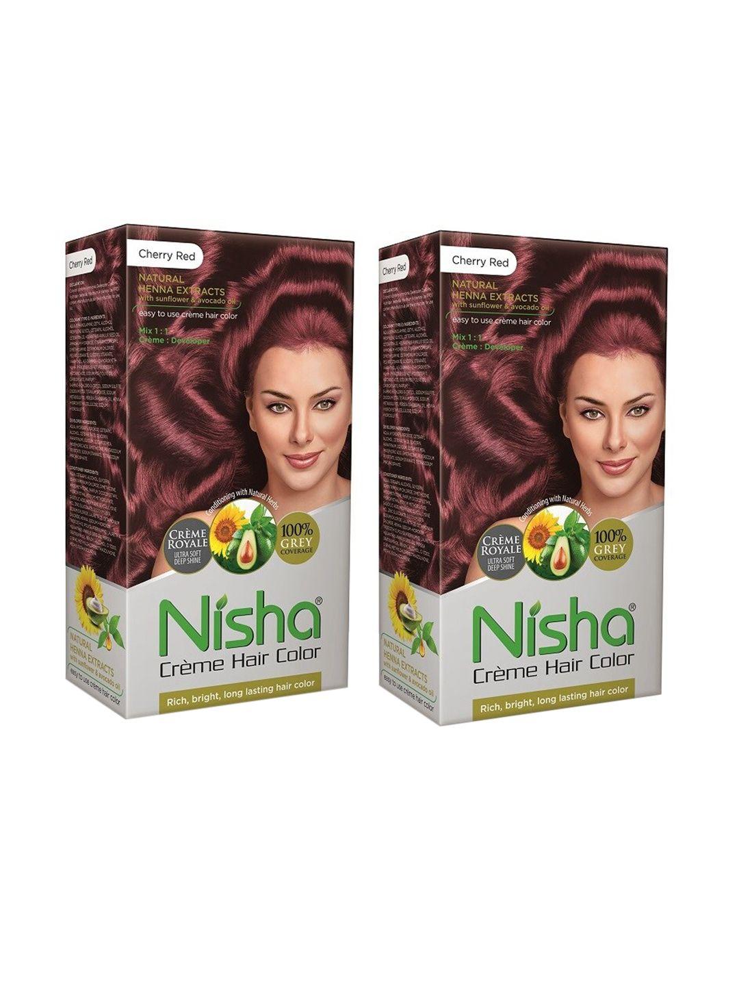 nisha unisex red pack of 2 creme hair color 120gm each- cherry red