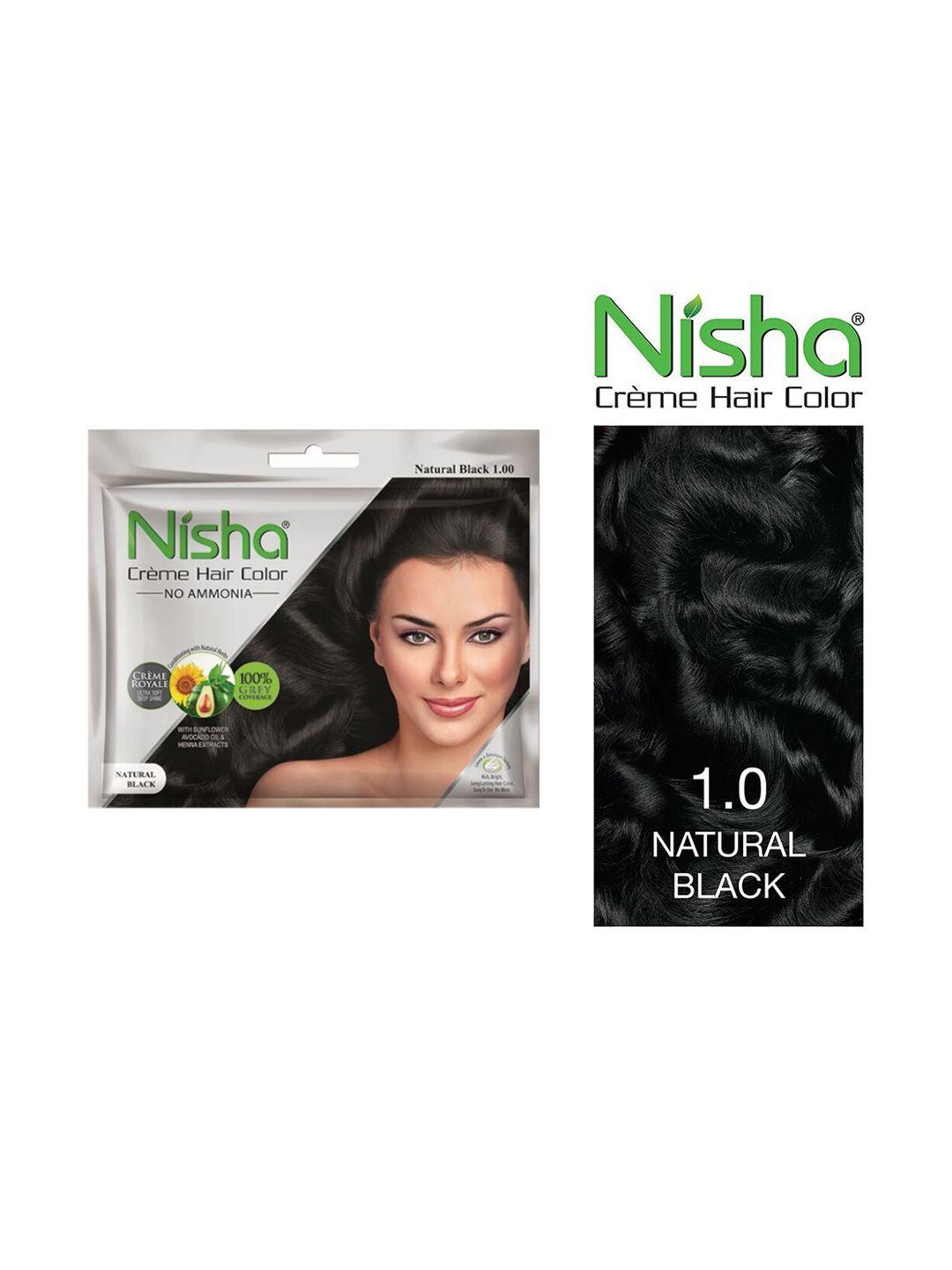 nisha women brown pack of 6 creme hair color 40gm each- natural black