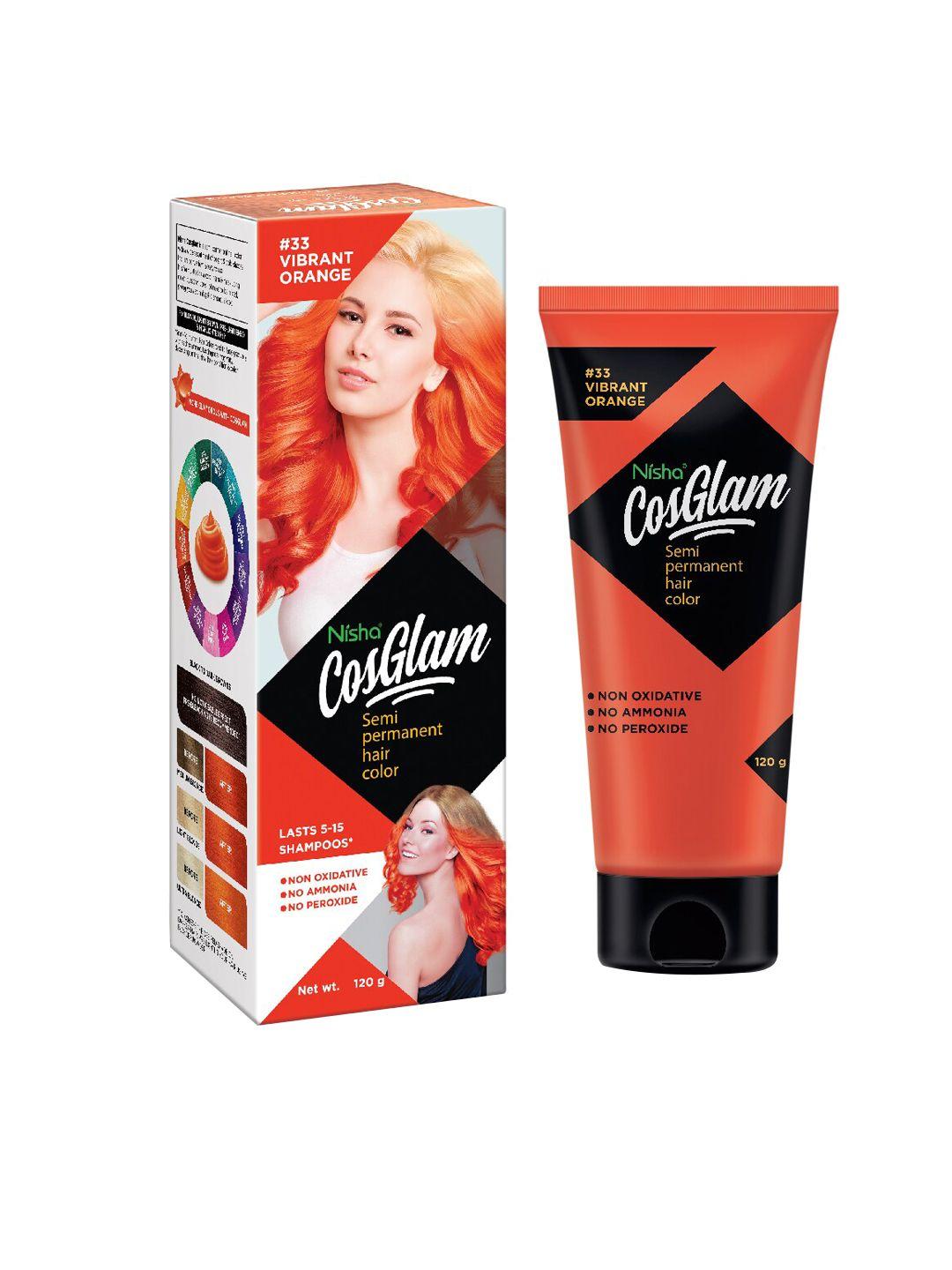 nisha cosglam semi-permanent hair color 120g - vibrant orange 33