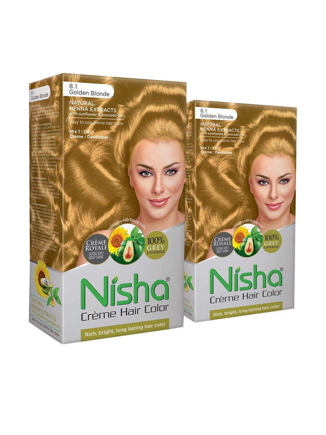 nisha pack of 2 creme hair colour 450g - golden blonde