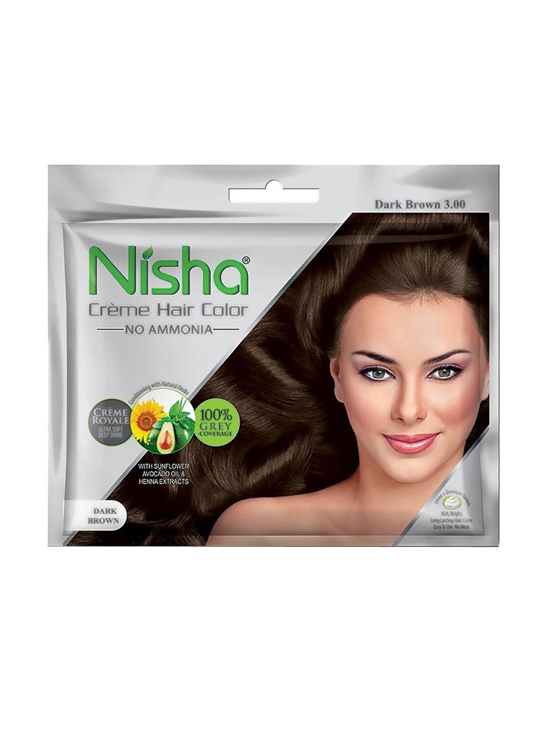 nisha pack of 6 creme hair colour 240g - dark brown