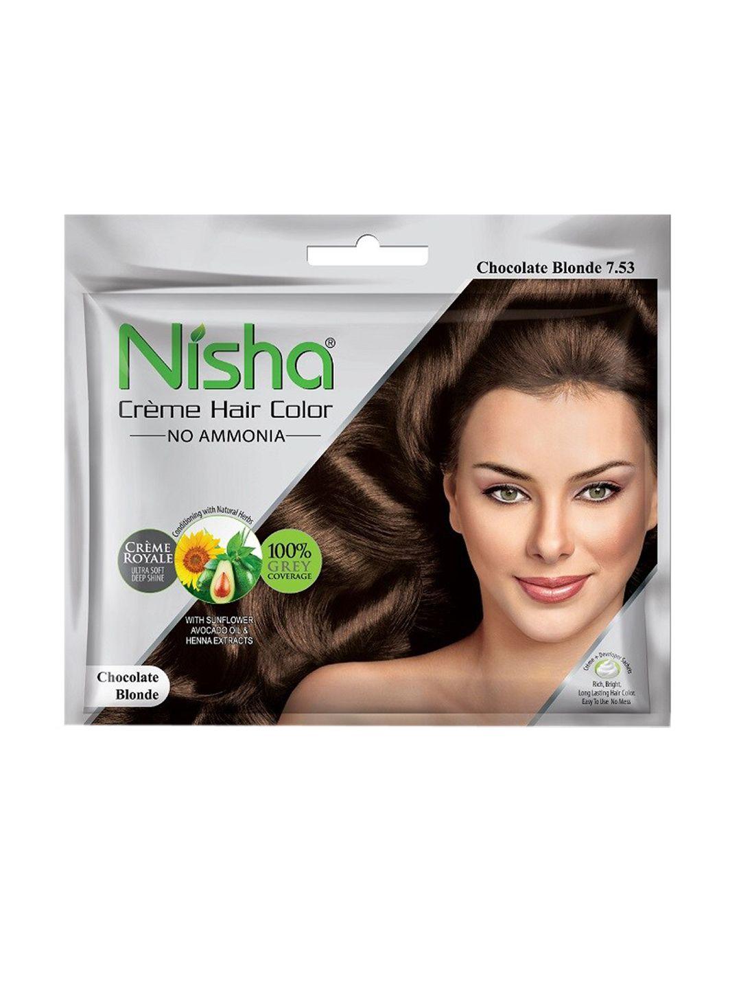 nisha pack of 6 creme hair colour 300g - chocolate blonde