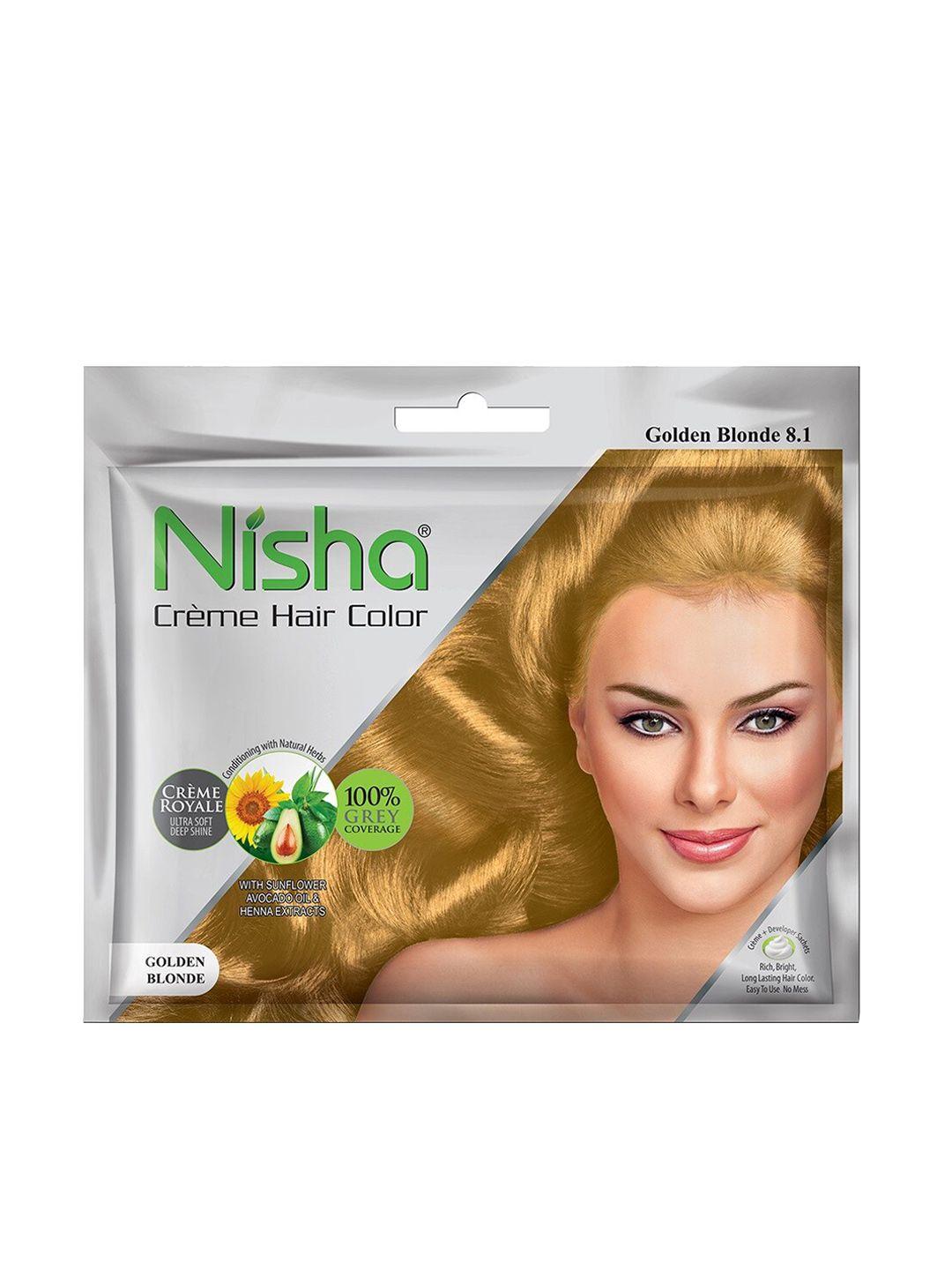 nisha pack of 6 creme hair colour 300g - golden blonde