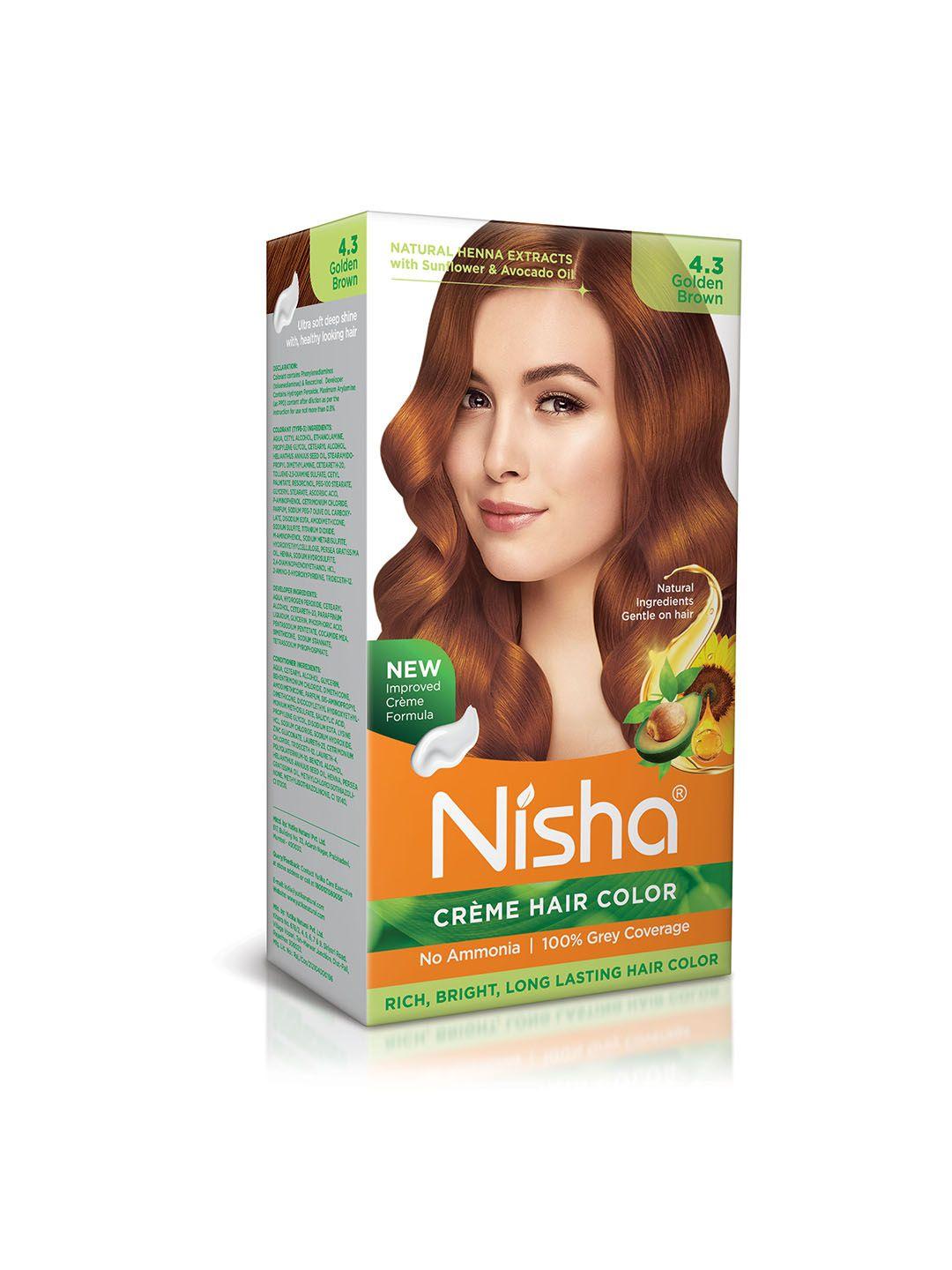 nisha unisex brown creme hair color 120gm each- golden brown