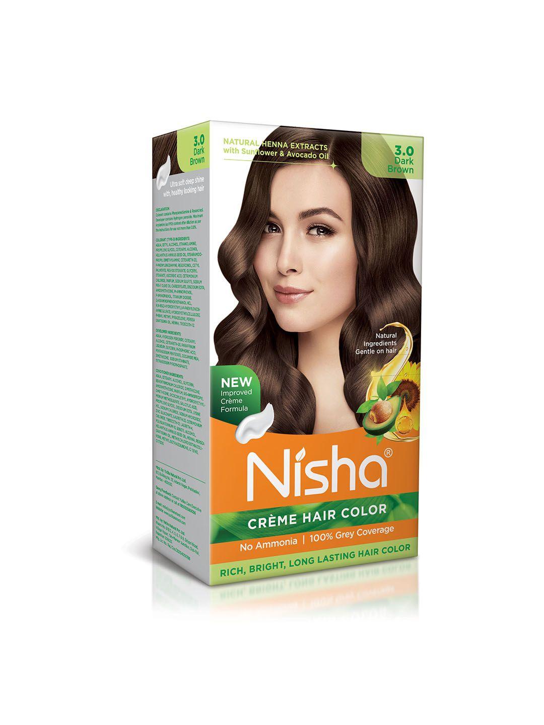 nisha unisex natural henna extracts creme- dark brown