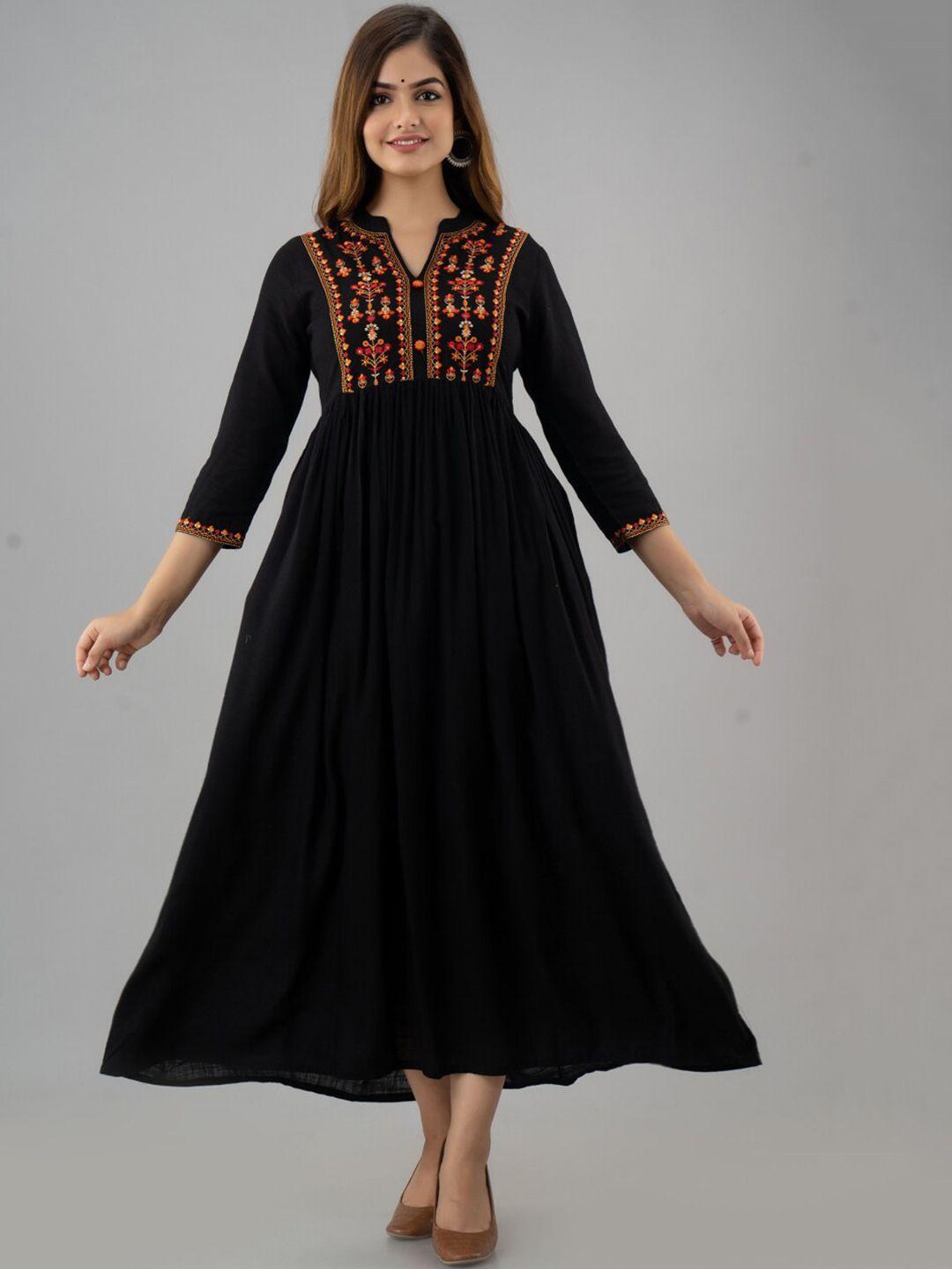 nishabd embroidered pleated a-line ethnic dress