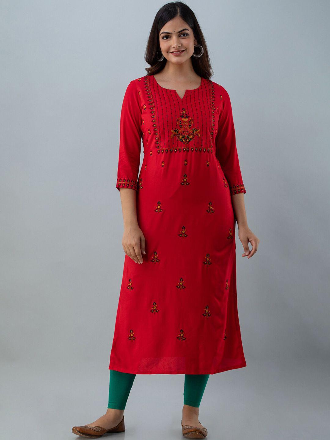 nishabd ethnic motif embroidered straight kurta