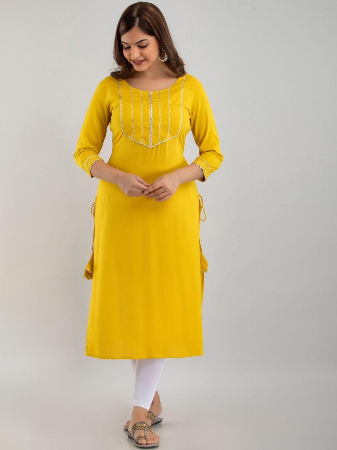 nishabd gota patti embellished round neck straight kurta