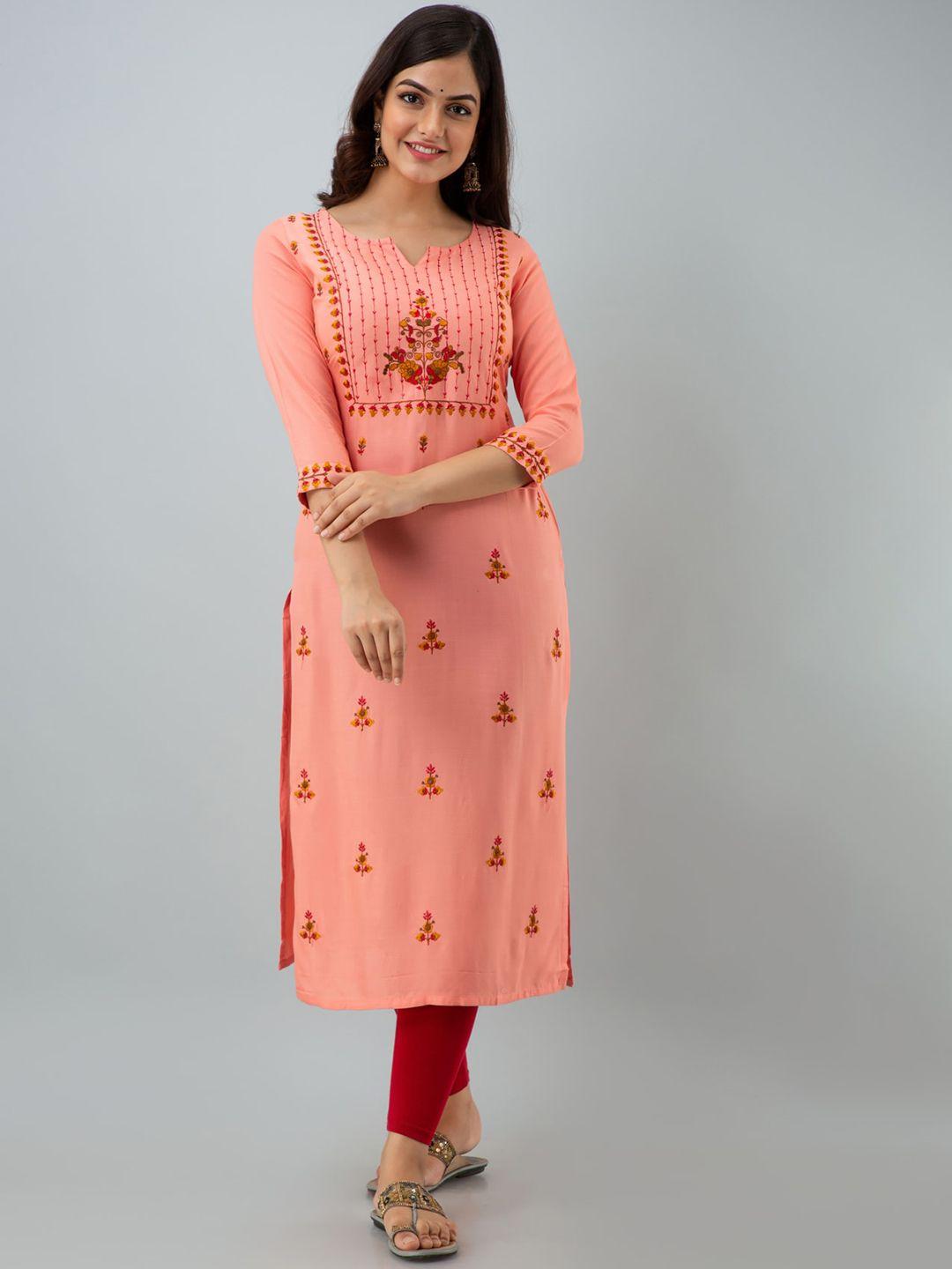 nishabd women pink quirky embroidered gotta patti kurta