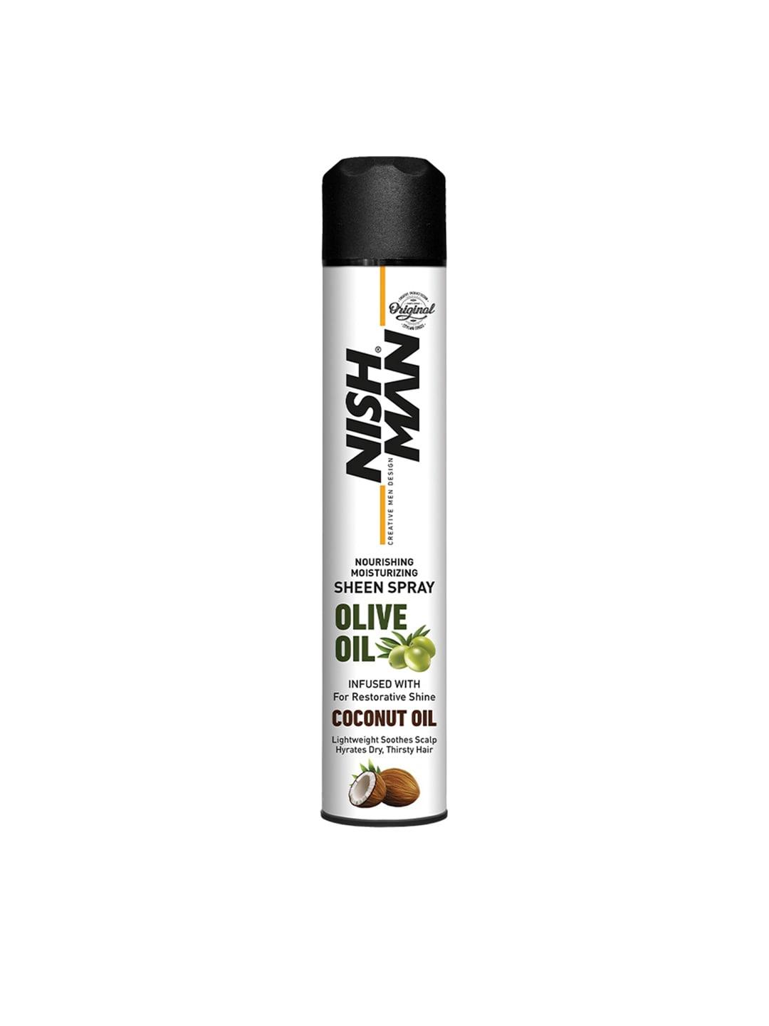 nishman nourishing & moisturizing sheen hair spray with olive oil & coconut oil - 400 ml