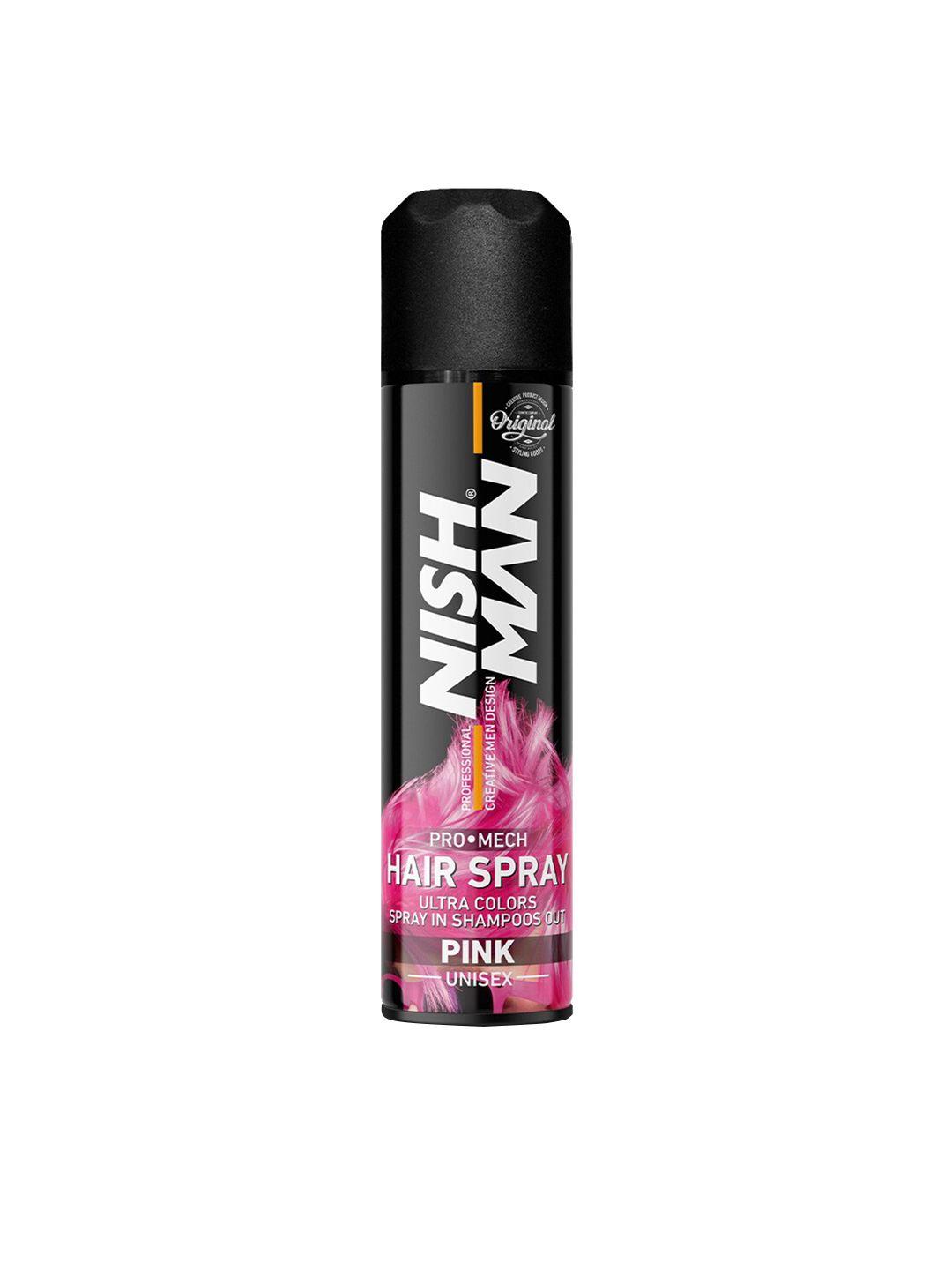 nishman pro mech ultra colors temporary hair color spray 150ml - pink