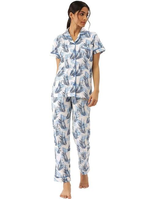 nite flite blue printed pajama set