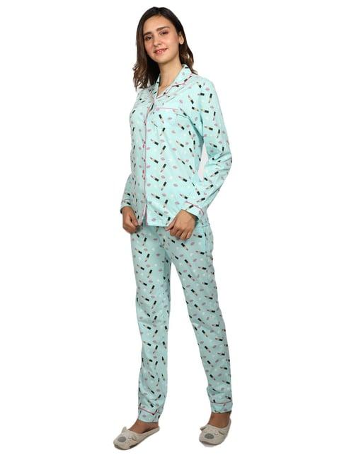 nite flite blue printed shirt with pyjamas