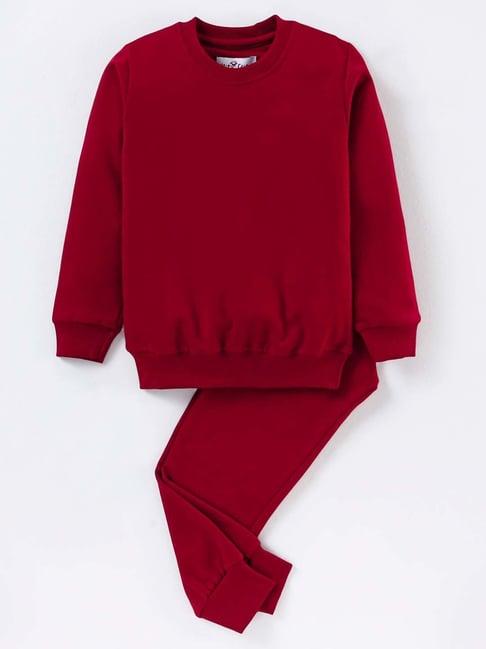nite flite kids red cotton regular fit full sleeves sweatshirt set