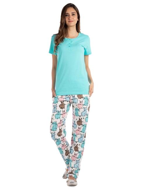 nite flite multicolor printed top with pyjamas