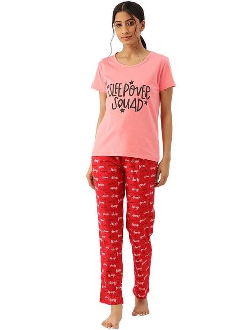 nite flite peach graphic print pajama set