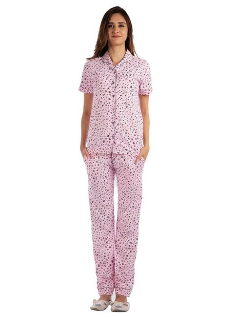 nite flite pink printed shirt with pyjamas