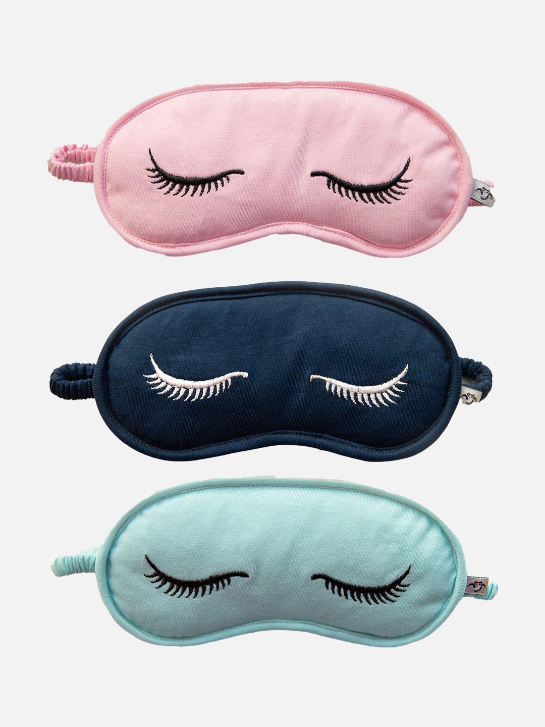 nite flite unisex pack of 3 self-design pure cotton sleep mask