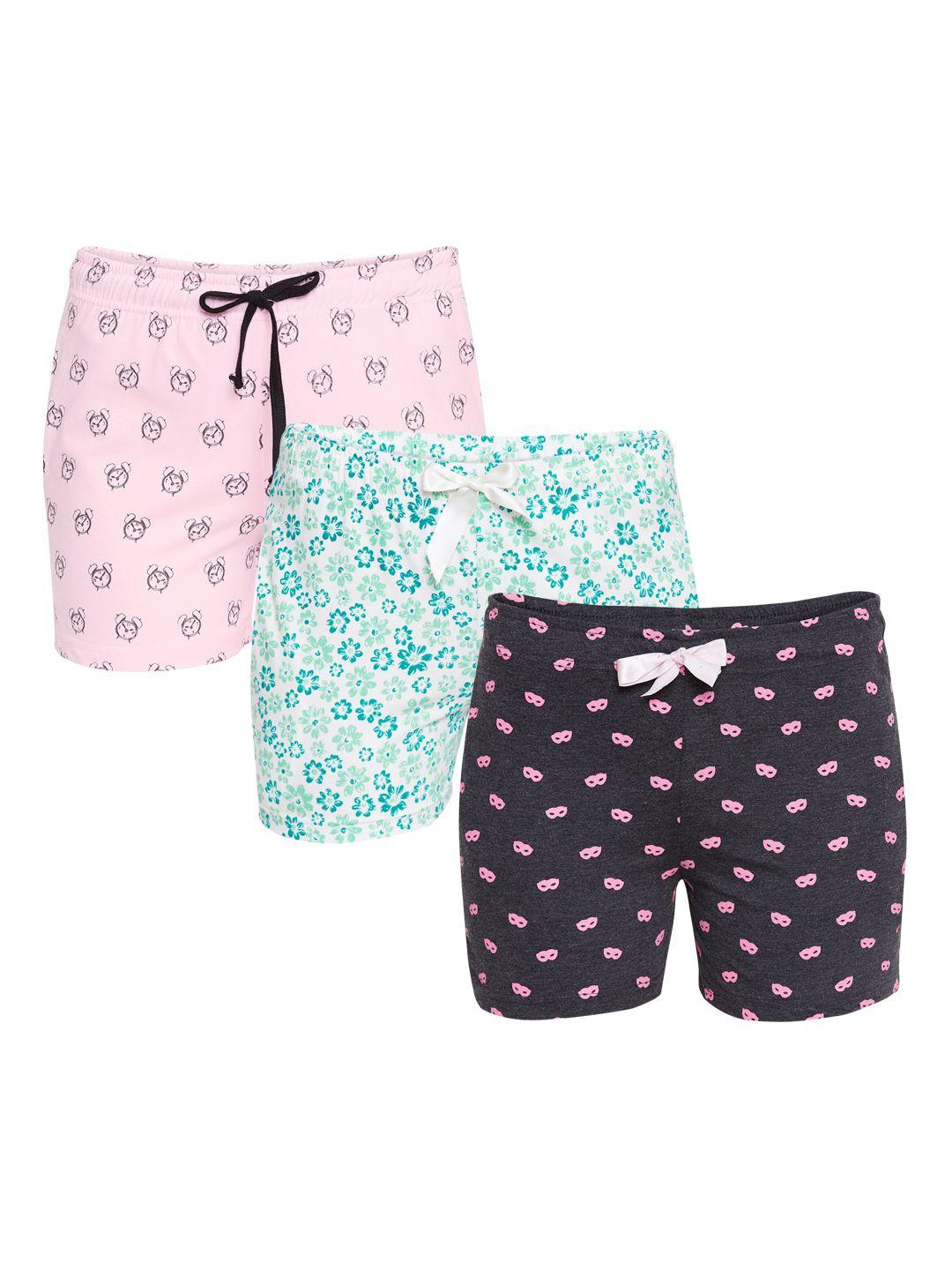 nite flite women pack of 3 printed lounge shorts