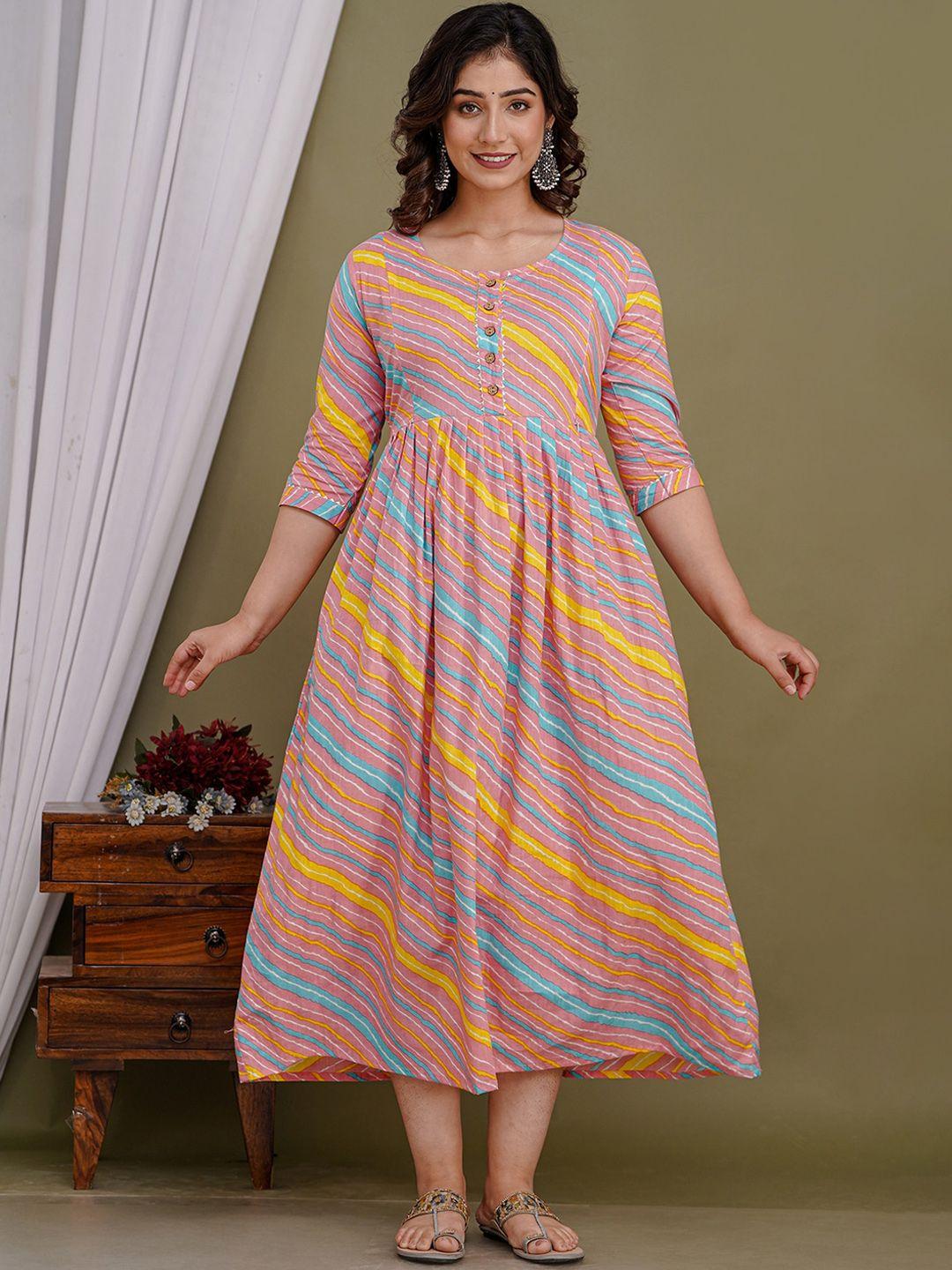 nitvan striped maternity a-line cotton ethnic dress