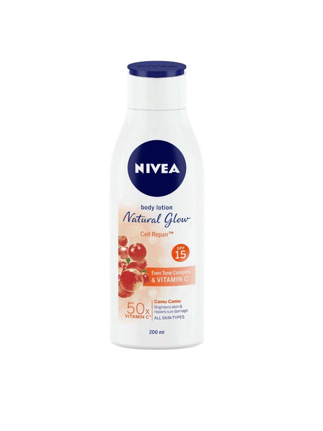 nivea body lotion spf 15 natural glow cell repair 50x vitamin c - 200 ml