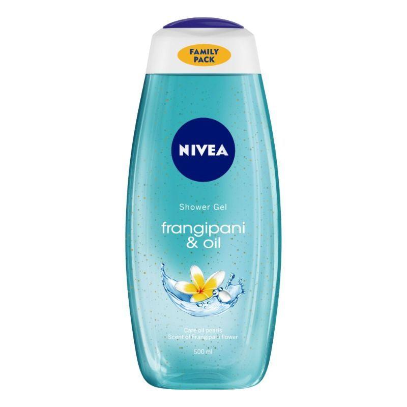 nivea body wash, frangipani & oil shower gel, pampering care & refreshing scent of frangipani flower