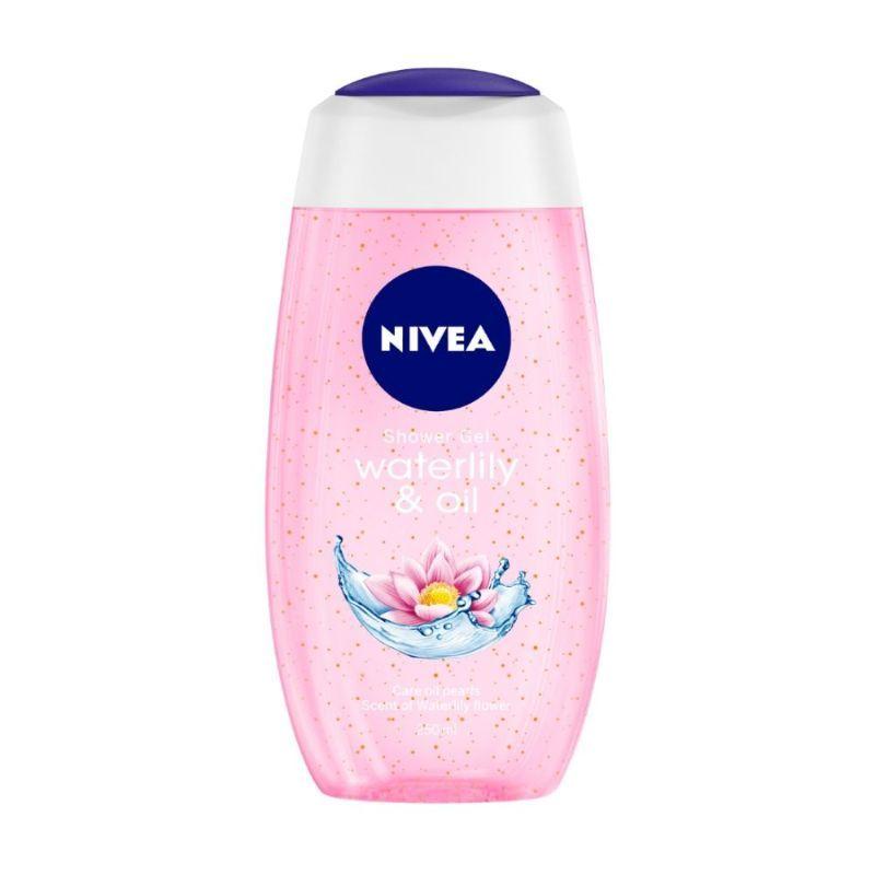 nivea body wash, waterlily & oil shower gel, pampering care & refreshing scent of waterlily flower