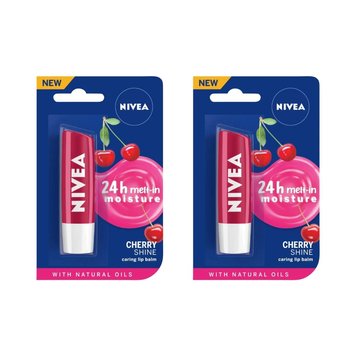 nivea cherry kiss lip care (4.8 g) (pack of 2) combo