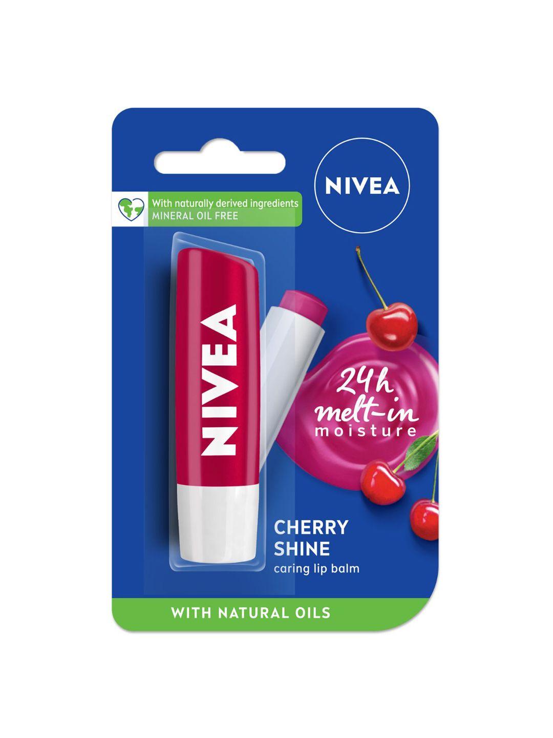 nivea cherry shine long lasting moisturisation caring lip balm 4.8 g