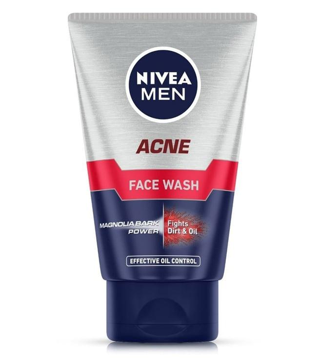 nivea fights oil & dirt with magnolia bark power men acne face wash - 100 gm