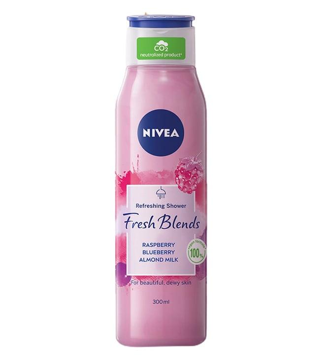 nivea fresh blends raspberry, blueberry & almond milk shower gel - 300 ml
