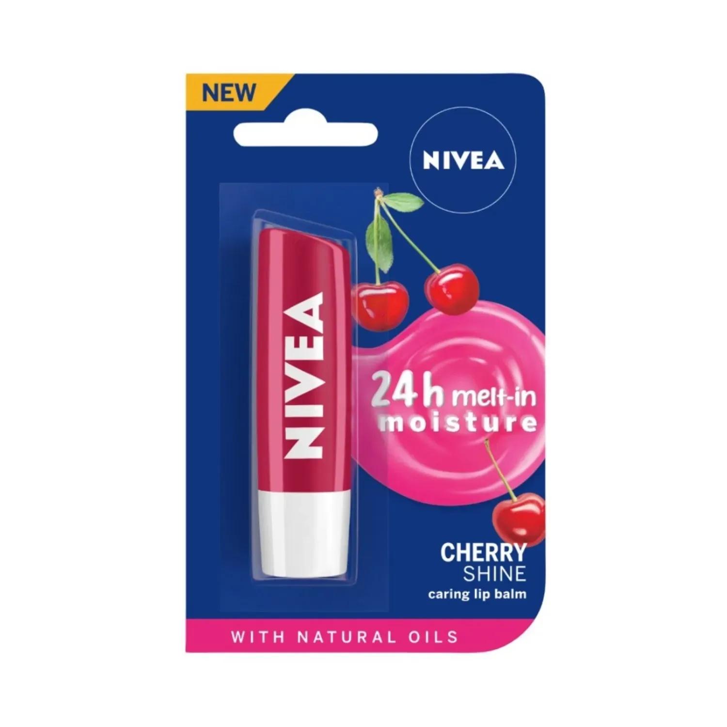 nivea fruity cherry shine lip balm (4.8g)
