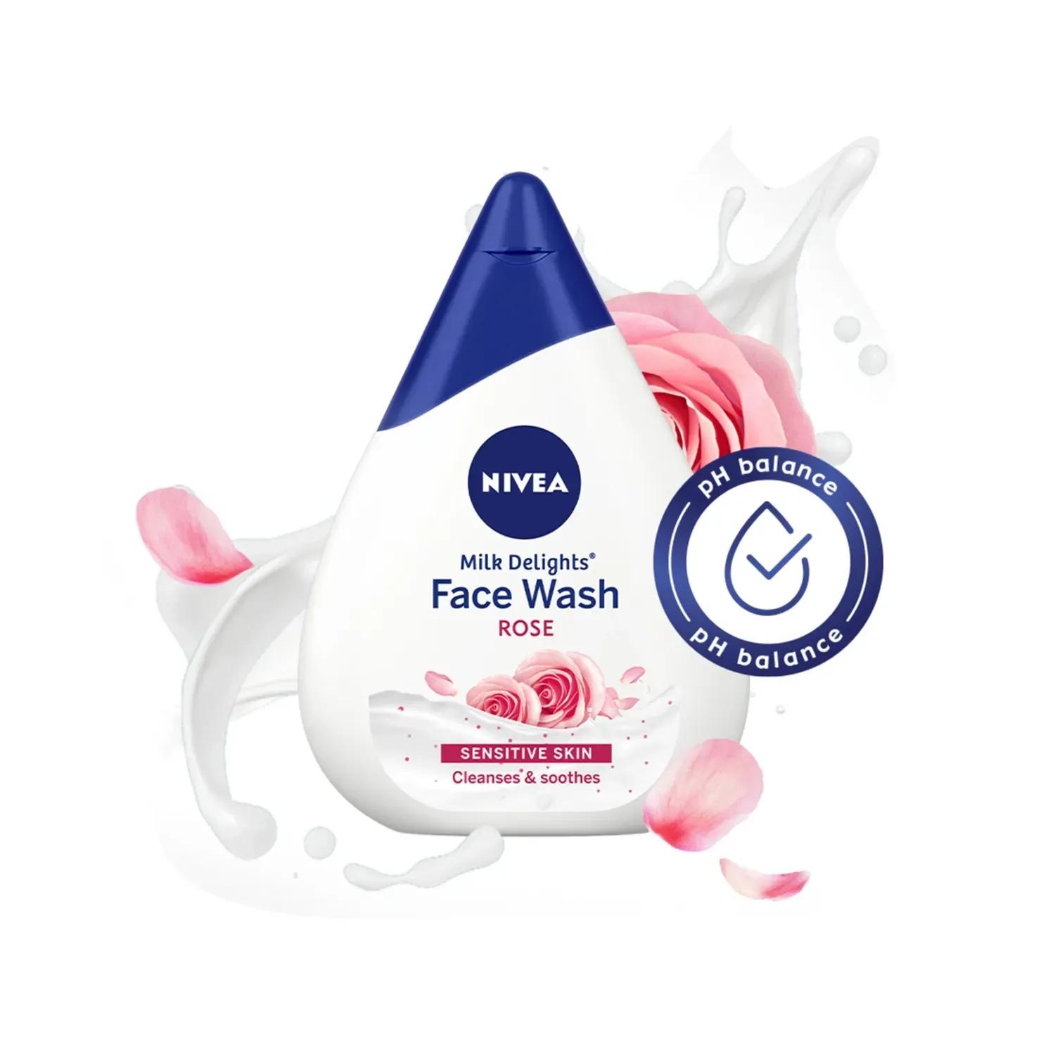 nivea milk delights caring rosewater facewash (100ml)